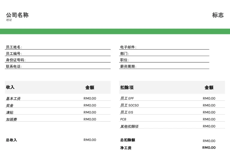 个人工资单模板